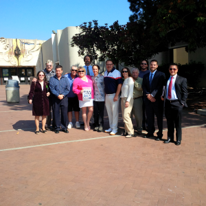 Photo of Laura Sharp and her courtroom supporters